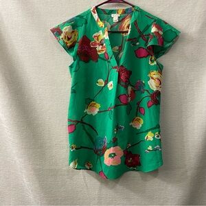 J. Crew Kelly Green Floral Blouse